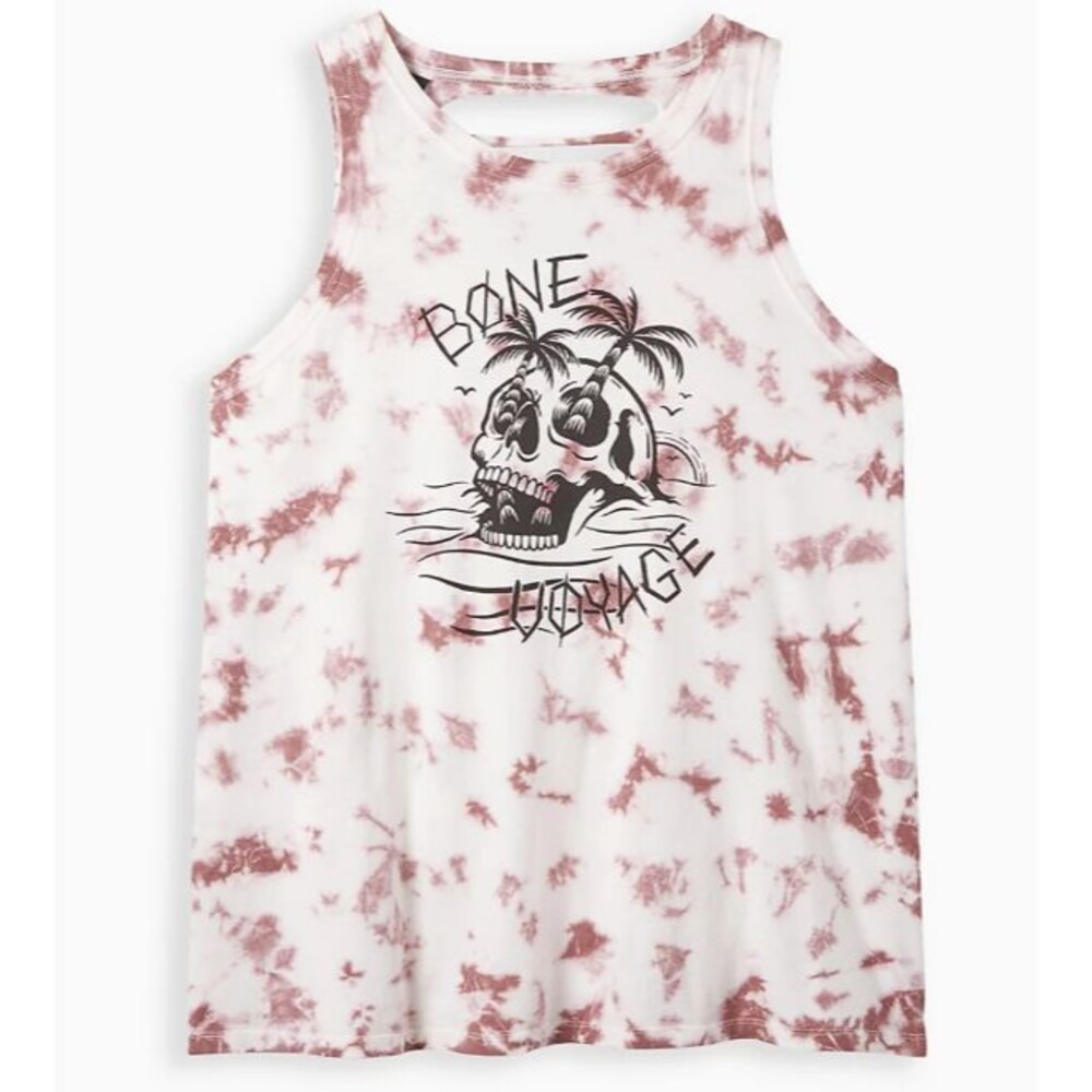 Torrid LoveSick Tie Dye Skull Island Bone Voyage Tank Slashed Back Plus Size 3X